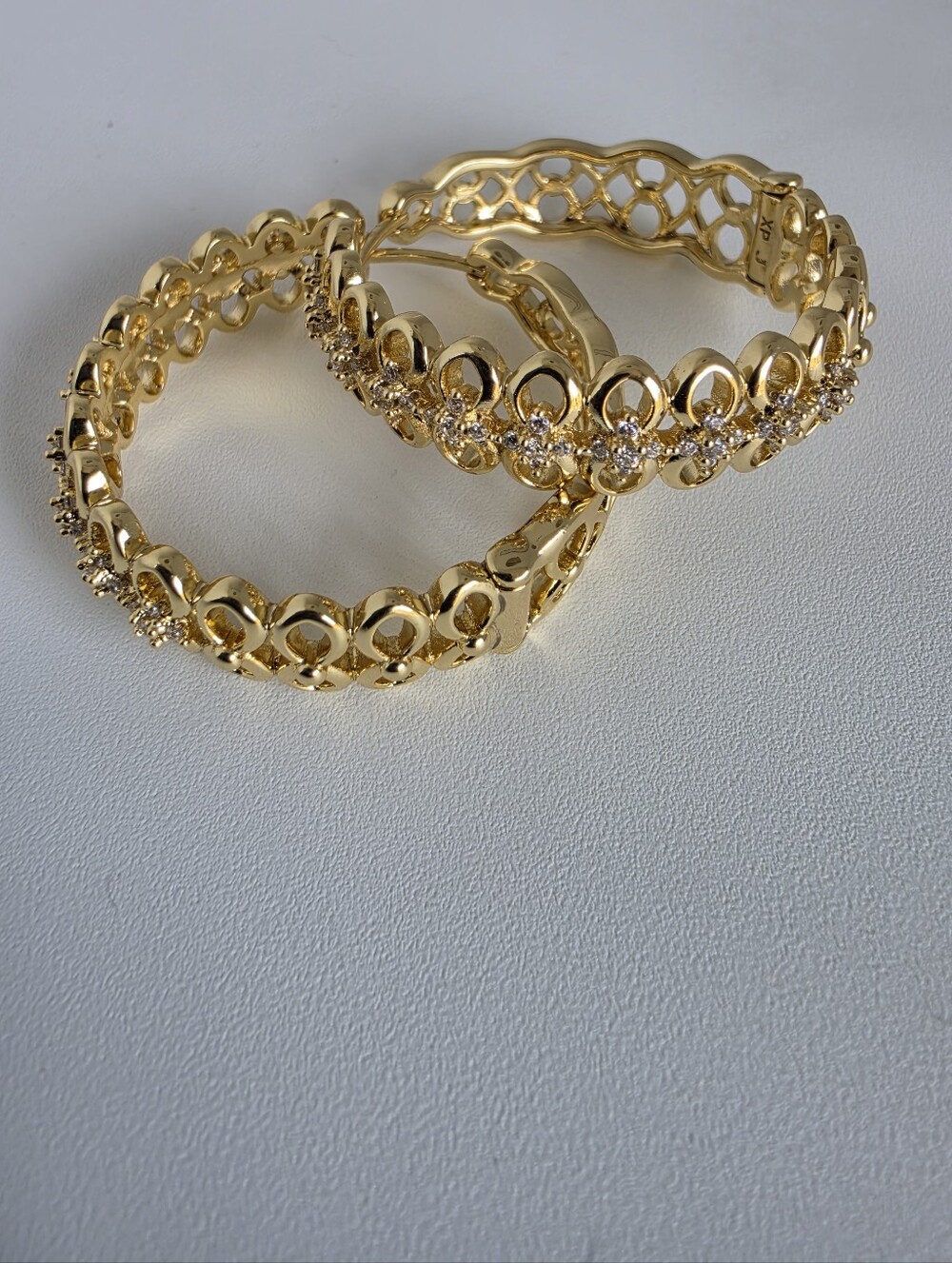 Gold Plated Hoop Earrings Clear Crystal Rhinestone Statement Jewelry